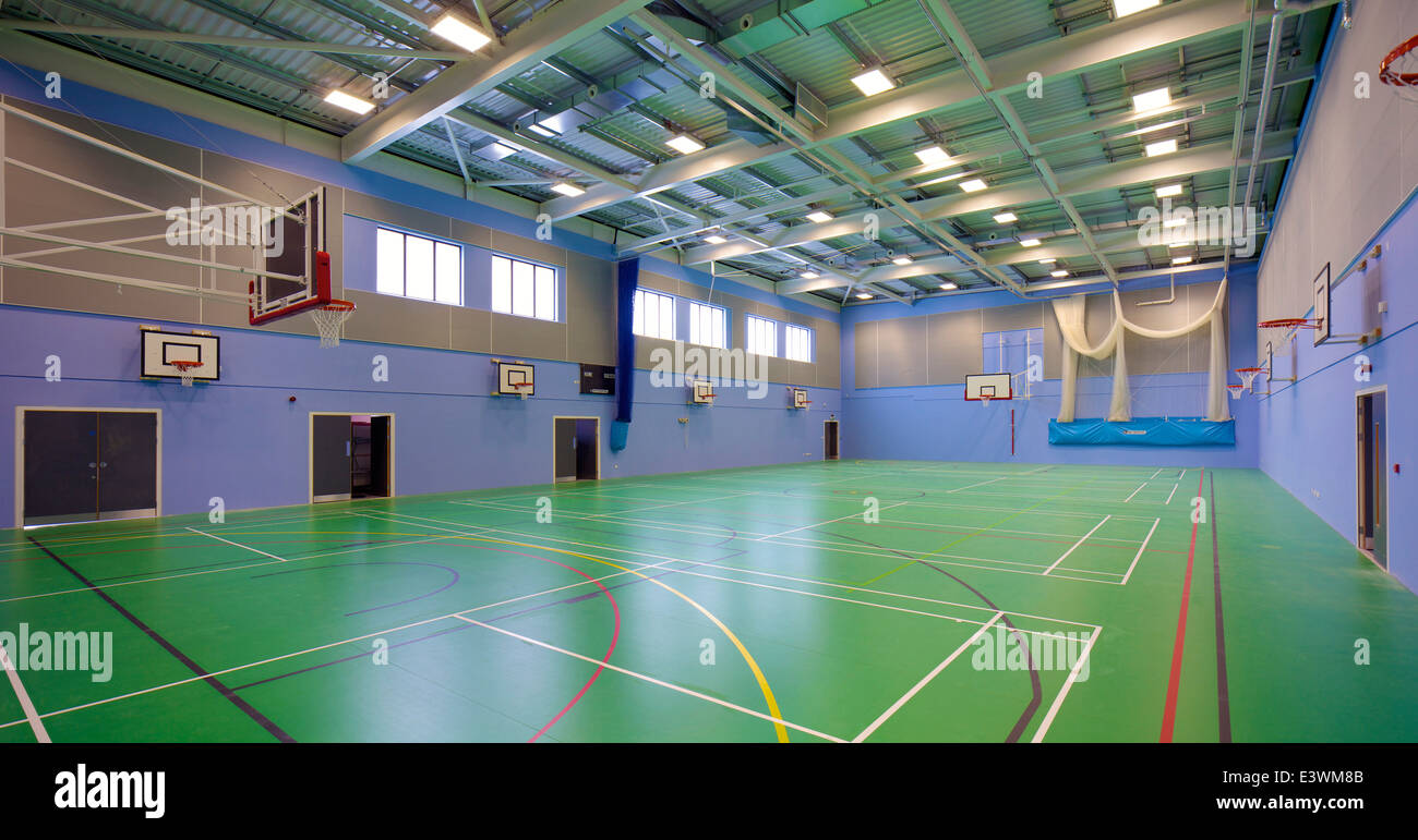 Sports hall in Oasis Academy, Oldham, Greater Manchester, UK Stock Photo
