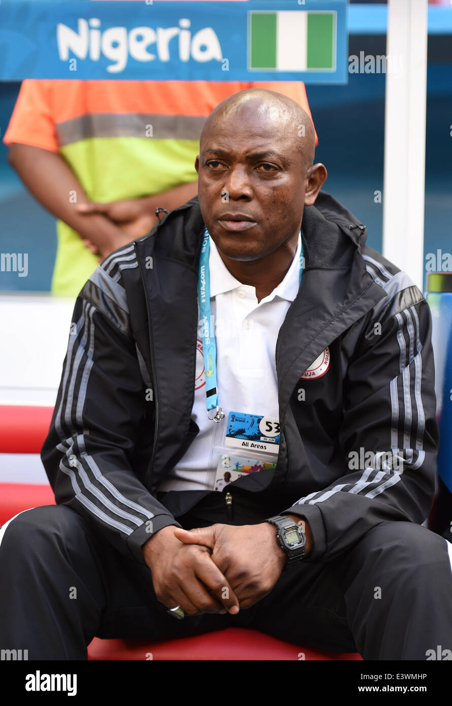 Brasilia, Brazil. 30th June, 2014. Head coach Stephen Keshi of Nigeria seen during the FIFA World Cup 2014 round of 16 match between France and Nigeria at the Estadio National Stadium in Brasilia, Brazil, on 30 June 2014. Credit:  dpa picture alliance/Alamy Live News Stock Photo