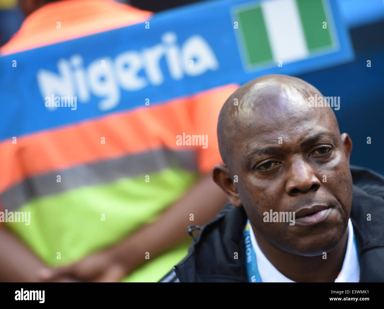 Brasilia, Brazil. 30th June, 2014. Head coach Stephen Keshi of Nigeria seen during the FIFA World Cup 2014 round of 16 match between France and Nigeria at the Estadio National Stadium in Brasilia, Brazil, on 30 June 2014. Credit:  dpa picture alliance/Alamy Live News Stock Photo