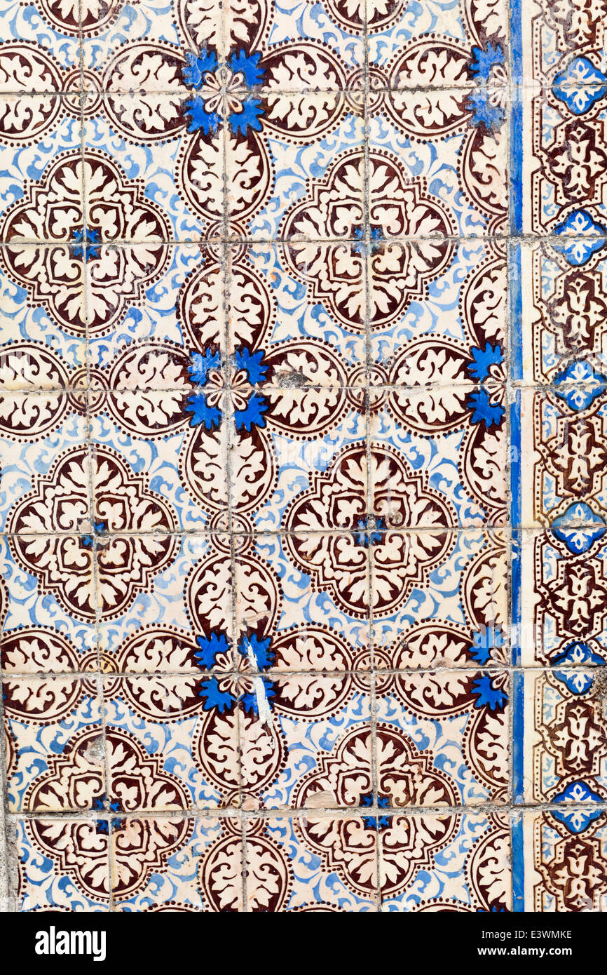 An example of a traditional painted ceramic azulejos tile design, Ovar