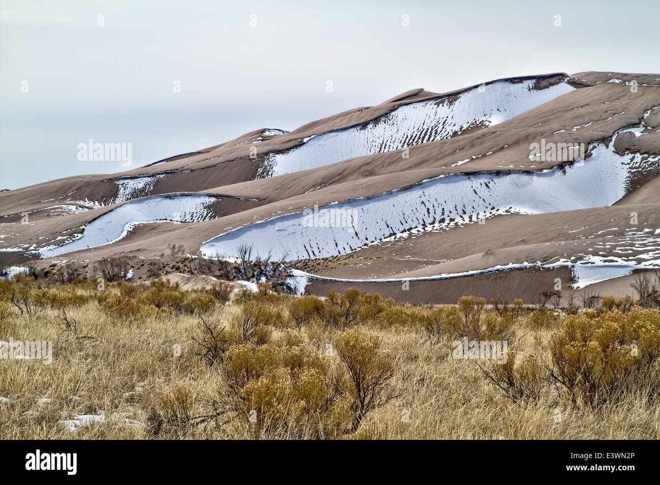 Great Sand Dunes National Park in the winter with snow Stock Photo