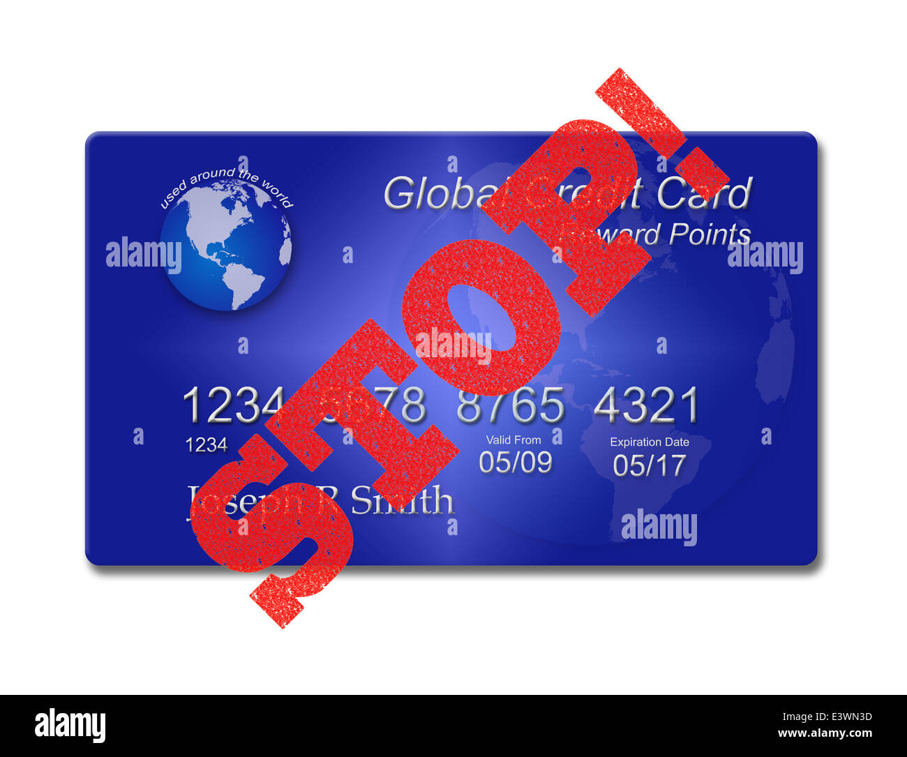 Illustration of Credit Card with Stop stamped across the card Stock Photo