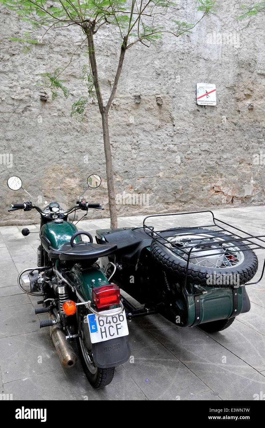 old motorcycle with sidecar stopped on the street Stock Photo - Alamy