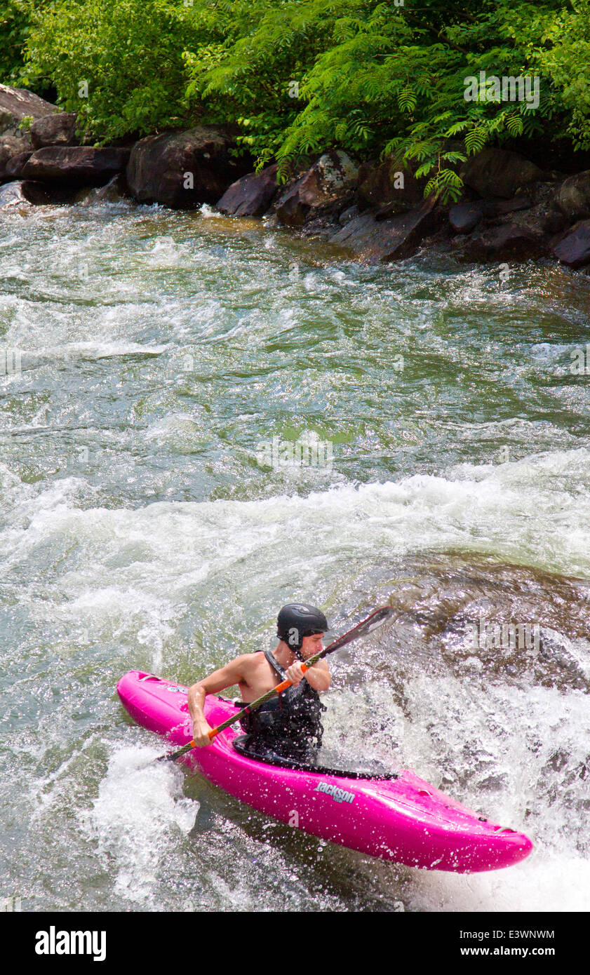 Whitewater kayaker paddling on Ocoee River in Ducktown, Tennessee USA Stock Photo Alamy