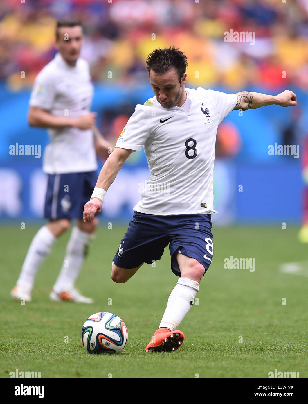 Brasilia, Brazil. 30th June, 2014. Mathieu Valbuena of France in action during the FIFA World Cup 2014 round of 16 match between France and Nigeria at the Estadio National Stadium in Brasilia, Brazil, on 30 June 2014. Credit:  dpa picture alliance/Alamy Live News Stock Photo