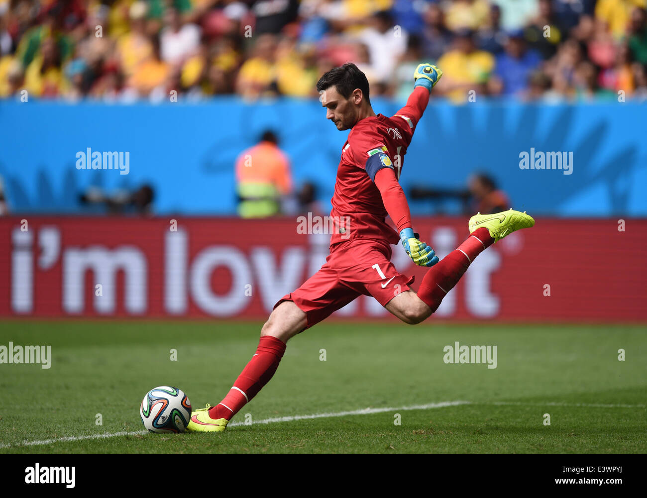 Brasilia, Brazil. 30th June, 2014. Goalkeeper Hugo Lloris of France in action during the FIFA World Cup 2014 round of 16 match between France and Nigeria at the Estadio National Stadium in Brasilia, Brazil, on 30 June 2014. Credit:  dpa picture alliance/Alamy Live News Stock Photo