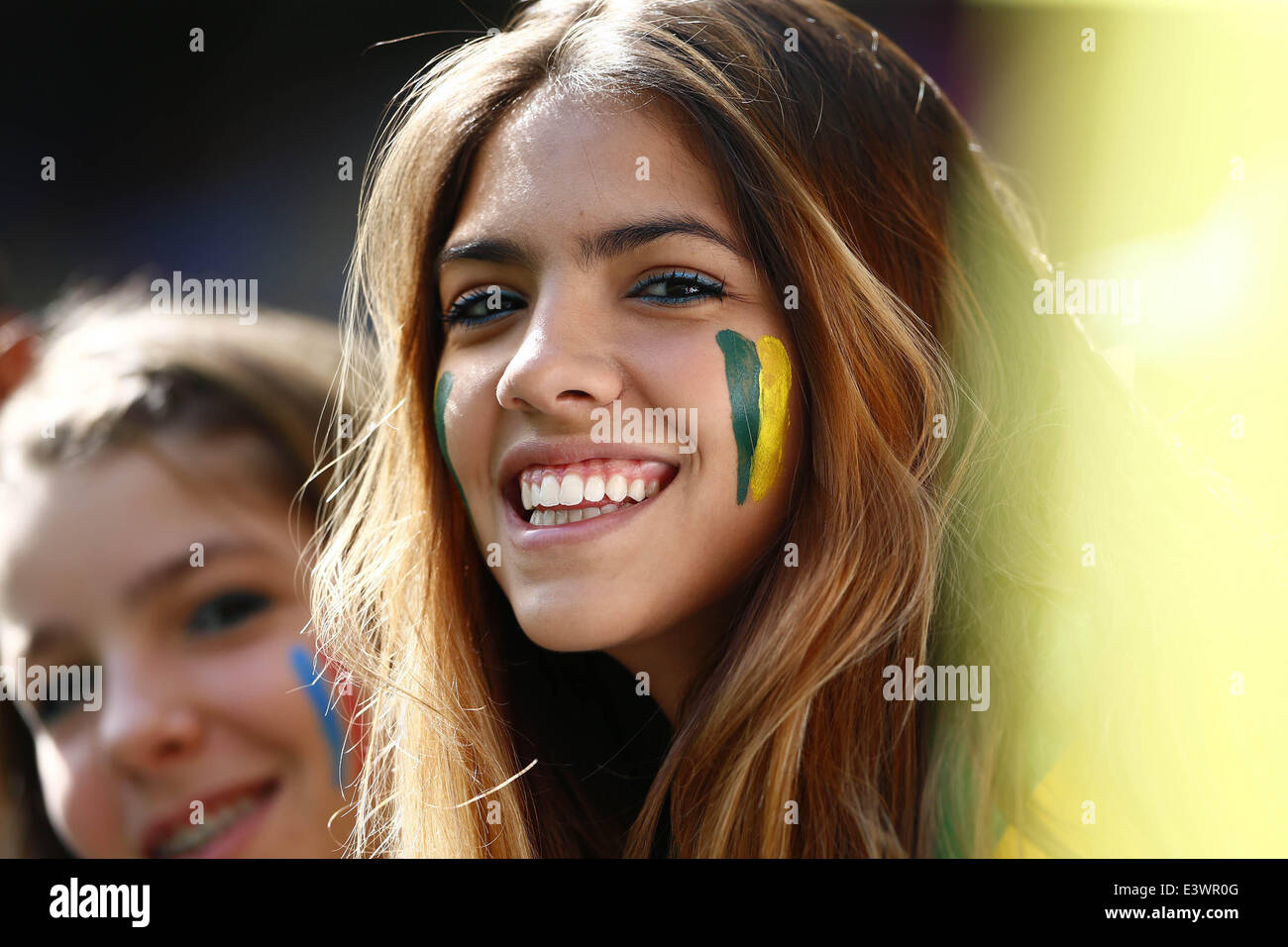 Brasilia, Brazil. 30th June, 2014. Fans pose before a Round of 16 match between France and Nigeria of 2014 FIFA World Cup at the Estadio Nacional Stadium in Brasilia, Brazil, on June 30, 2014.  Credit:  Xinhua/Alamy Live News Stock Photo