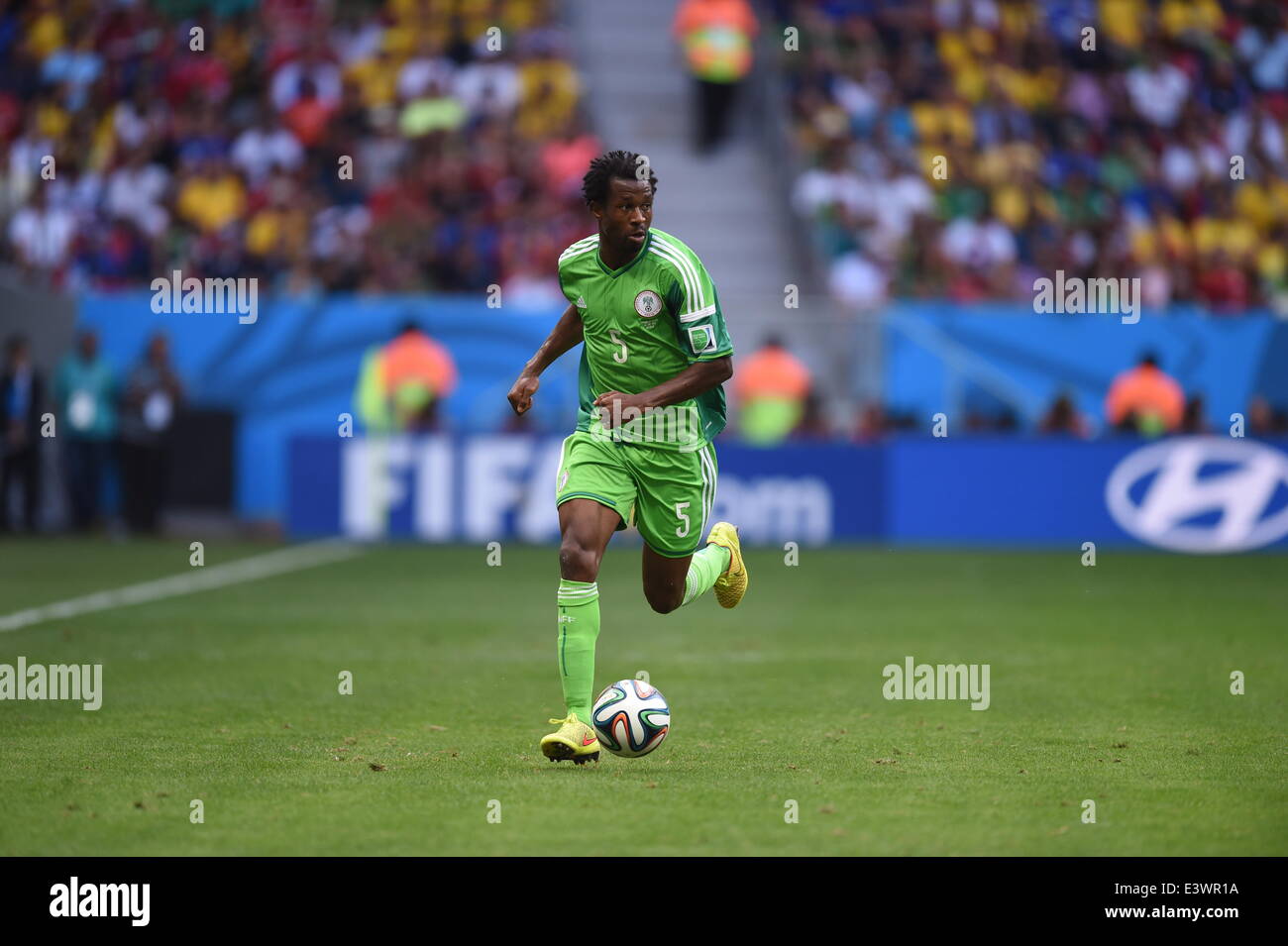 Brasilia, Brazil. 30th June, 2014. Efe Ambrose of Nigeria in action during the FIFA World Cup 2014 round of 16 match between France and Nigeria at the Estadio National Stadium in Brasilia, Brazil, on 30 June 2014. Credit:  dpa picture alliance/Alamy Live News Stock Photo
