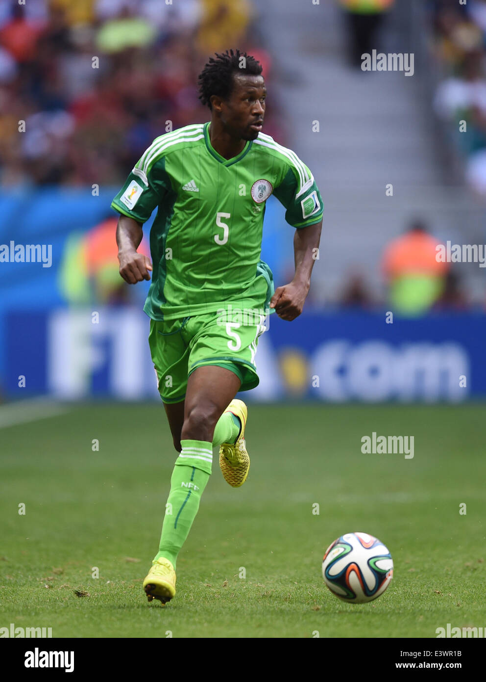 Brasilia, Brazil. 30th June, 2014. Efe Ambrose of Nigeria in action during the FIFA World Cup 2014 round of 16 match between France and Nigeria at the Estadio National Stadium in Brasilia, Brazil, on 30 June 2014. Credit:  dpa picture alliance/Alamy Live News Stock Photo