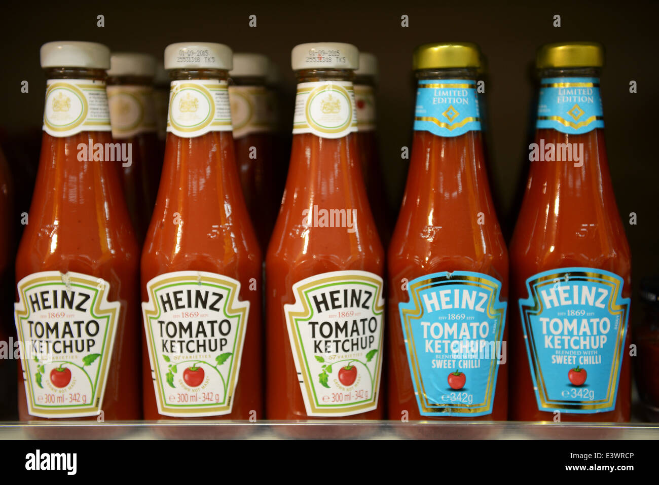 Heinz Tomato Ketchup and limited edition Sweet Chilli Stock Photo