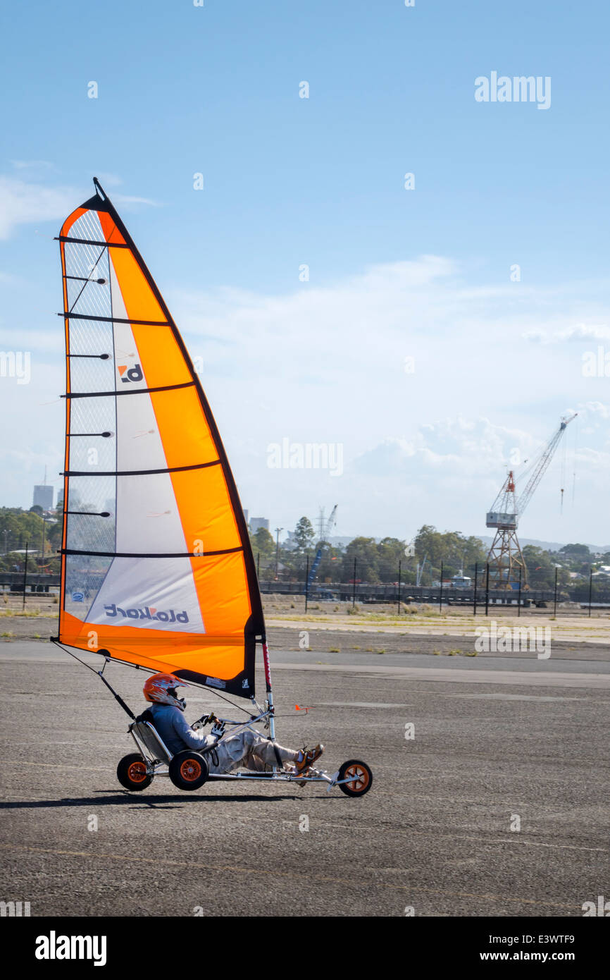 Brisbane Australia,Eagle Farm,land sailing,yachting,vehicle,wind powered,AU140316090 Stock Photo