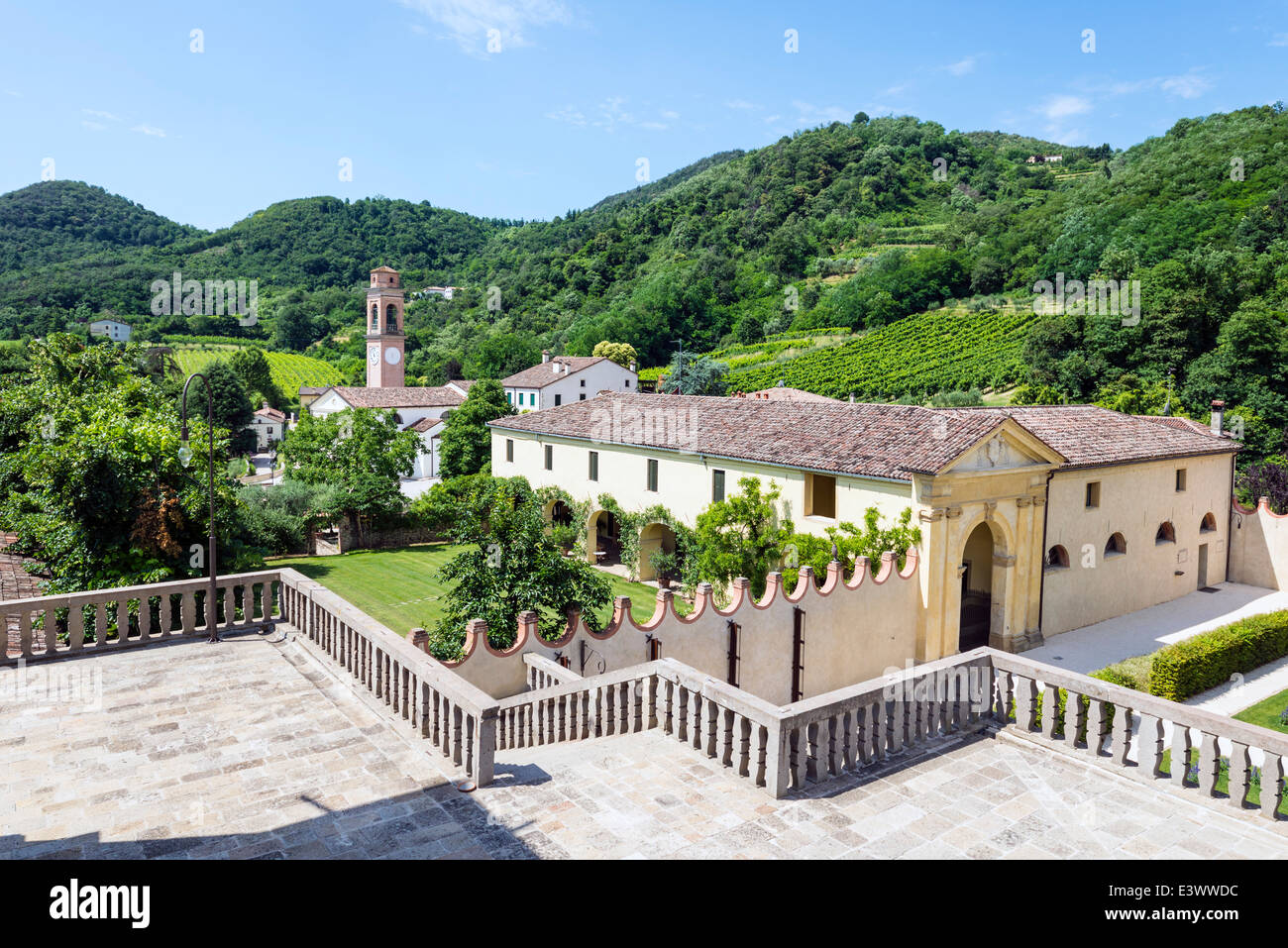 Village of Luvigliano di Torreglia from Villa dei Vescovi Stock Photo