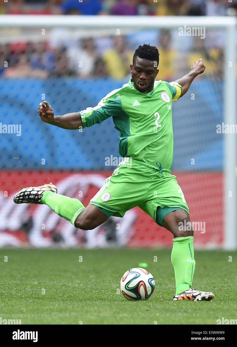 Brasilia, Brazil. 30th June, 2014. Joseph Yobo of Nigeria in action during the FIFA World Cup 2014 round of 16 match between France and Nigeria at the Estadio National Stadium in Brasilia, Brazil, on 30 June 2014. Credit:  dpa picture alliance/Alamy Live News Stock Photo