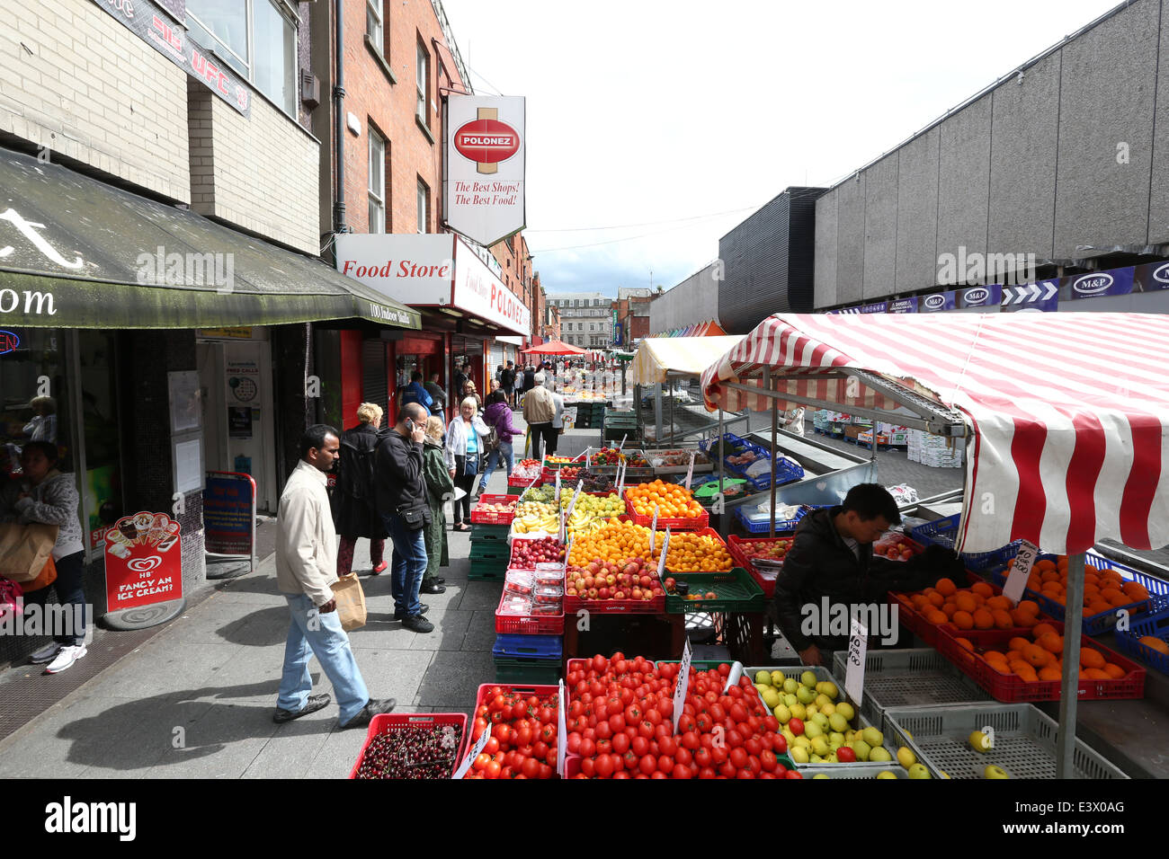 Fruit and vegetable market stalls on Moore Street in Dublin city centre Stock Photo Alamy
