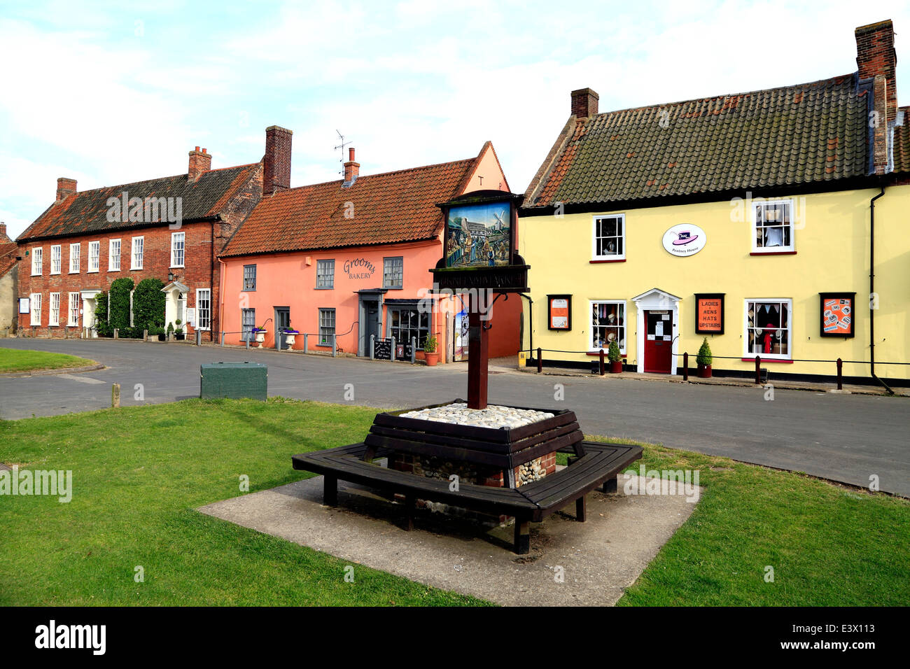 Burnham Market, buildings, shops, shop The Green, village sign