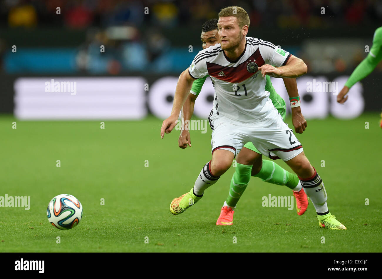 Porto Alegre, Brazil. 30th June, 2014. Germany's Shkodran Mustafi in action during the FIFA World Cup 2014 round of 16 soccer match between Germany and Algeria at the Estadio Beira-Rio in Porto Alegre, Brazil, 30 June 2014. Photo: Andreas Gebert/dpa/Alamy Live News Stock Photo