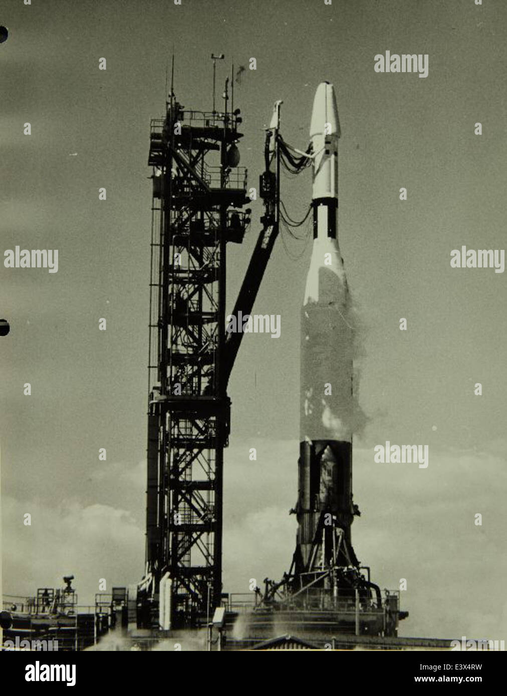 The Convair/General Dynamics Atlas rocket was a key player in early space exploration. It was used as a launch vehicle for the Ranger space probes, designed to gather data about the Moon. Stock Photo
