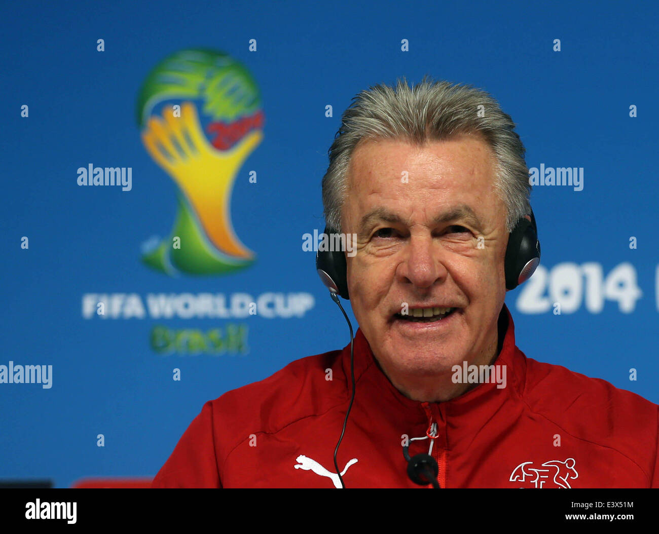 Sao Paulo, Brazil. 30th June, 2014. Switzerland's Ottmar Hitzfeld attends a press conference in Sao Paulo, Brazil, on June 30, 2014. Switzerland will face Argentina here in a Round of 16 match of 2014 FIFA World Cup on Tuesday. © TELAM/Xinhua/Alamy Live News Stock Photo