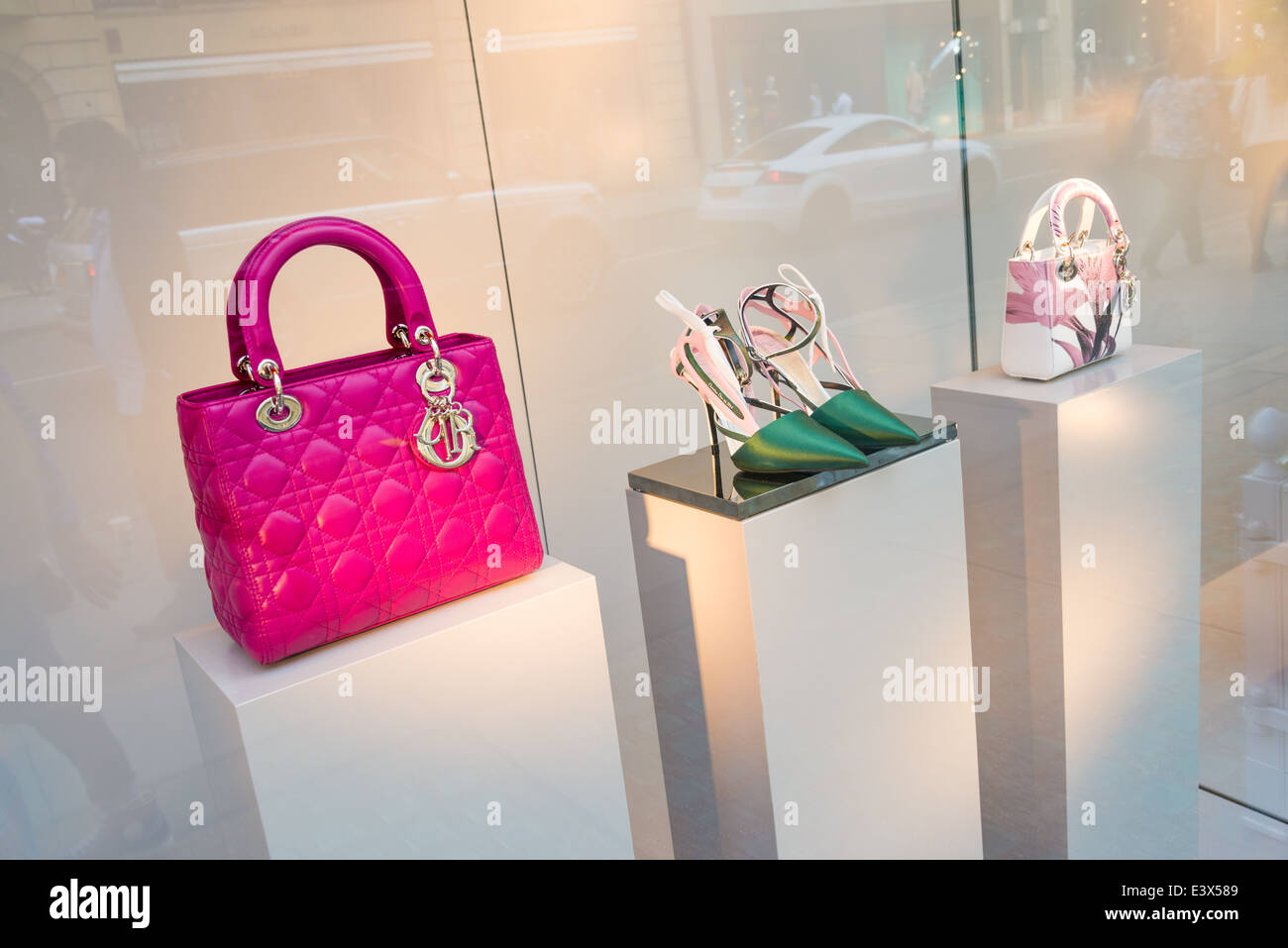 Dior shop window display on Sloane Street, London, UK Stock Photo