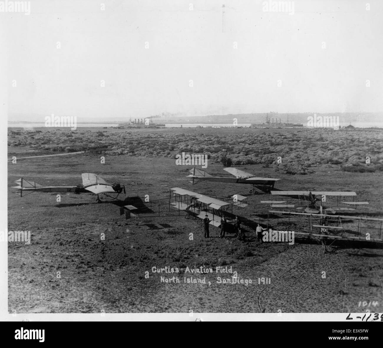 04-00001 Early Airplanes at Curtiss Field Stock Photo