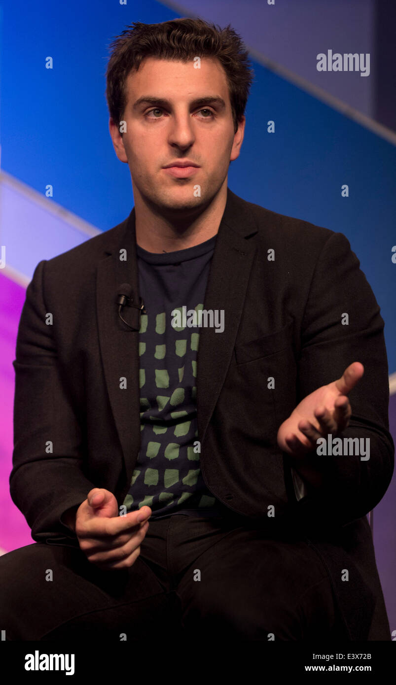 Aspen, Colorado, USA. 29th June, 2014. BRIAN CHESKY, CEO of Airbnb, discusses ''Airbnb: How the Sharing Economy is Redefining the Marketplace and Our Sense of Community'' during the Aspen Ideas Festival. Credit:  Brian Cahn/ZUMAPRESS.com/Alamy Live News Stock Photo