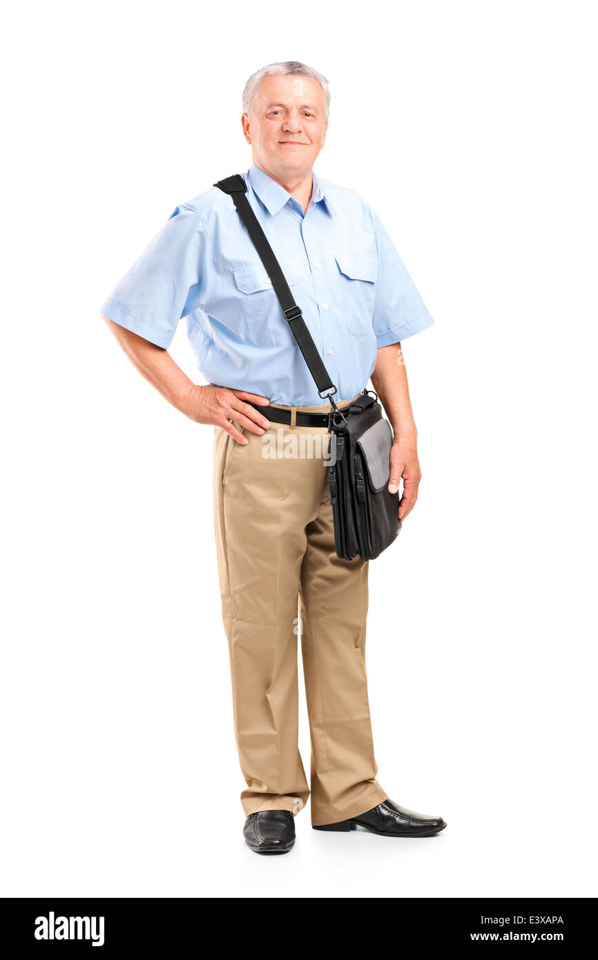 Full length portrait of a mature mailman Stock Photo