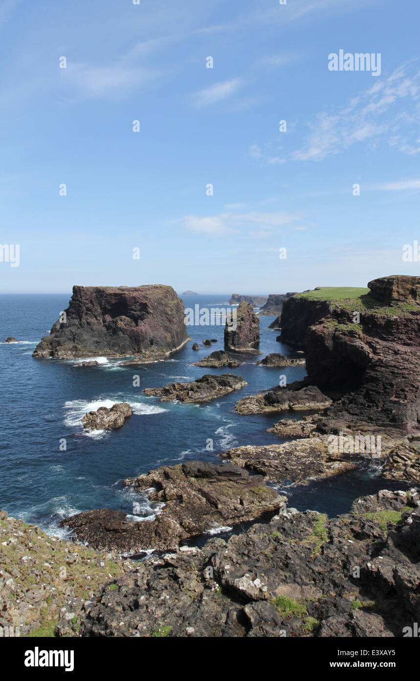 coast of Eshaness Northmavine Shetland Scotland  June 2014 Stock Photo