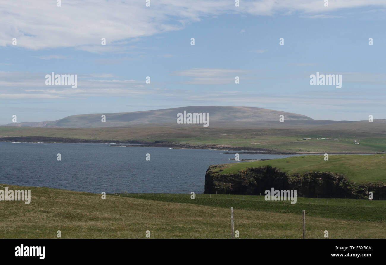 Coast and summit of Ronas Hill Northmavine Shetland  June 2014 Stock Photo