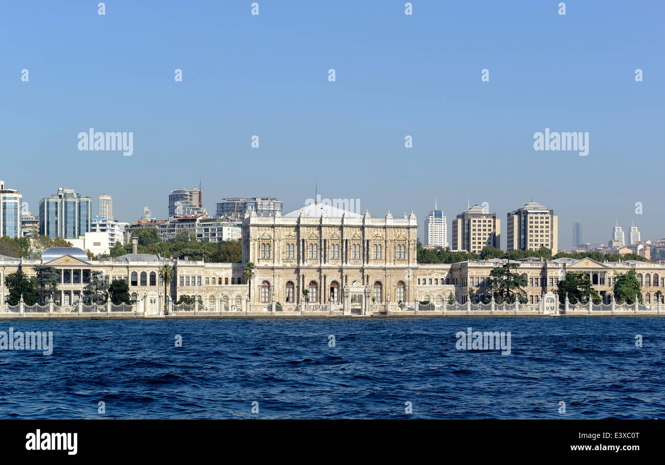 Dolmabahce Palace, Dolmabahce Sarayi, from the Bosphorus, Beşiktaş, Istanbul, European side, Turkey Stock Photo