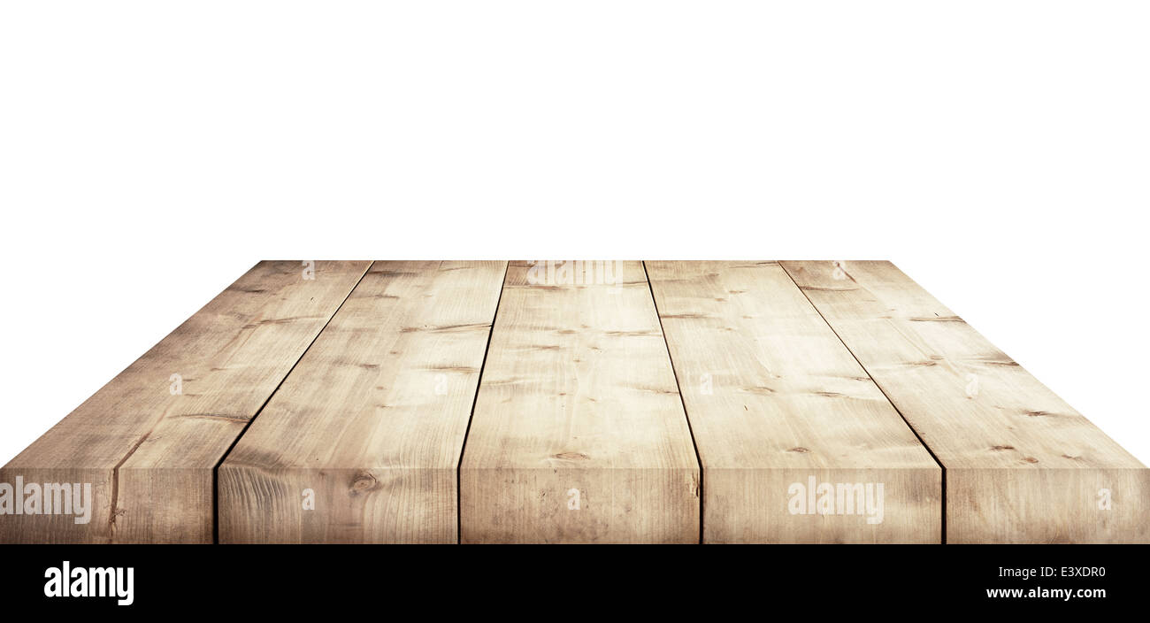 Wooden table top, isolated Stock Photo