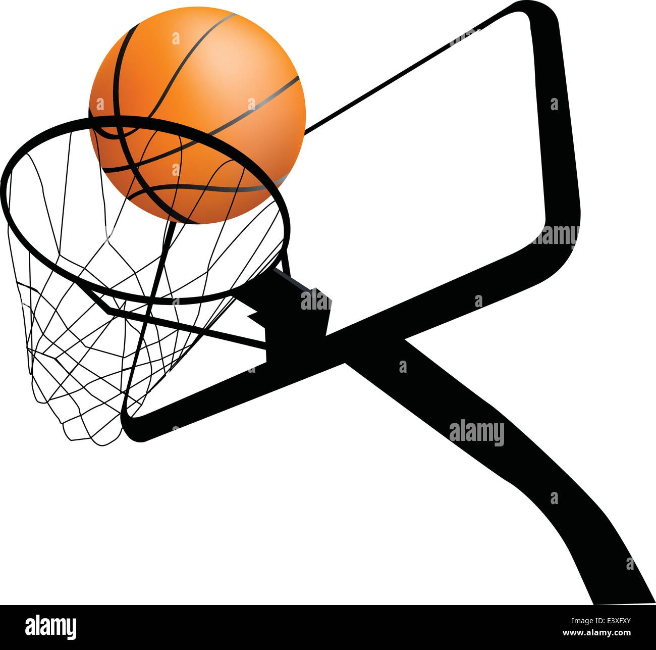 Detailed illustration of a basketball hoop and ball Stock Vector Image