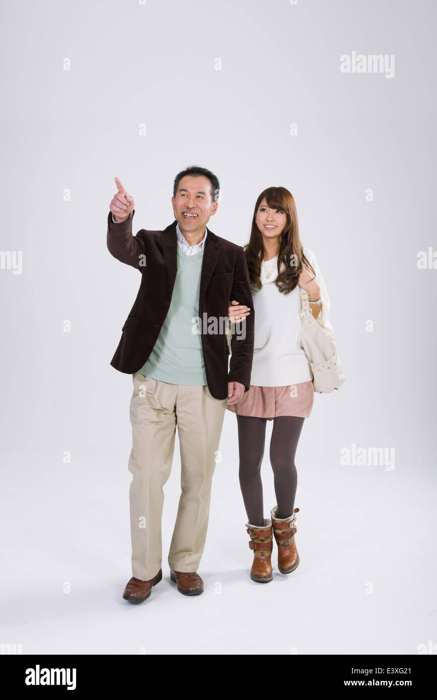 Japanese dad and daughter Stock Photo