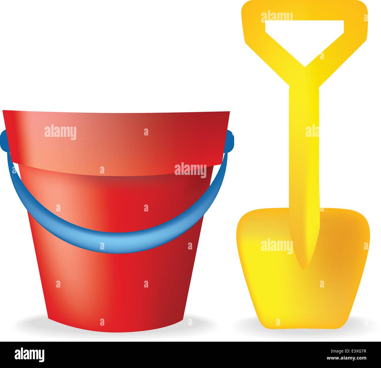 Toy Bucket And Spade Illustration On White Background Toy Bucket And Spade Illustration On White Background