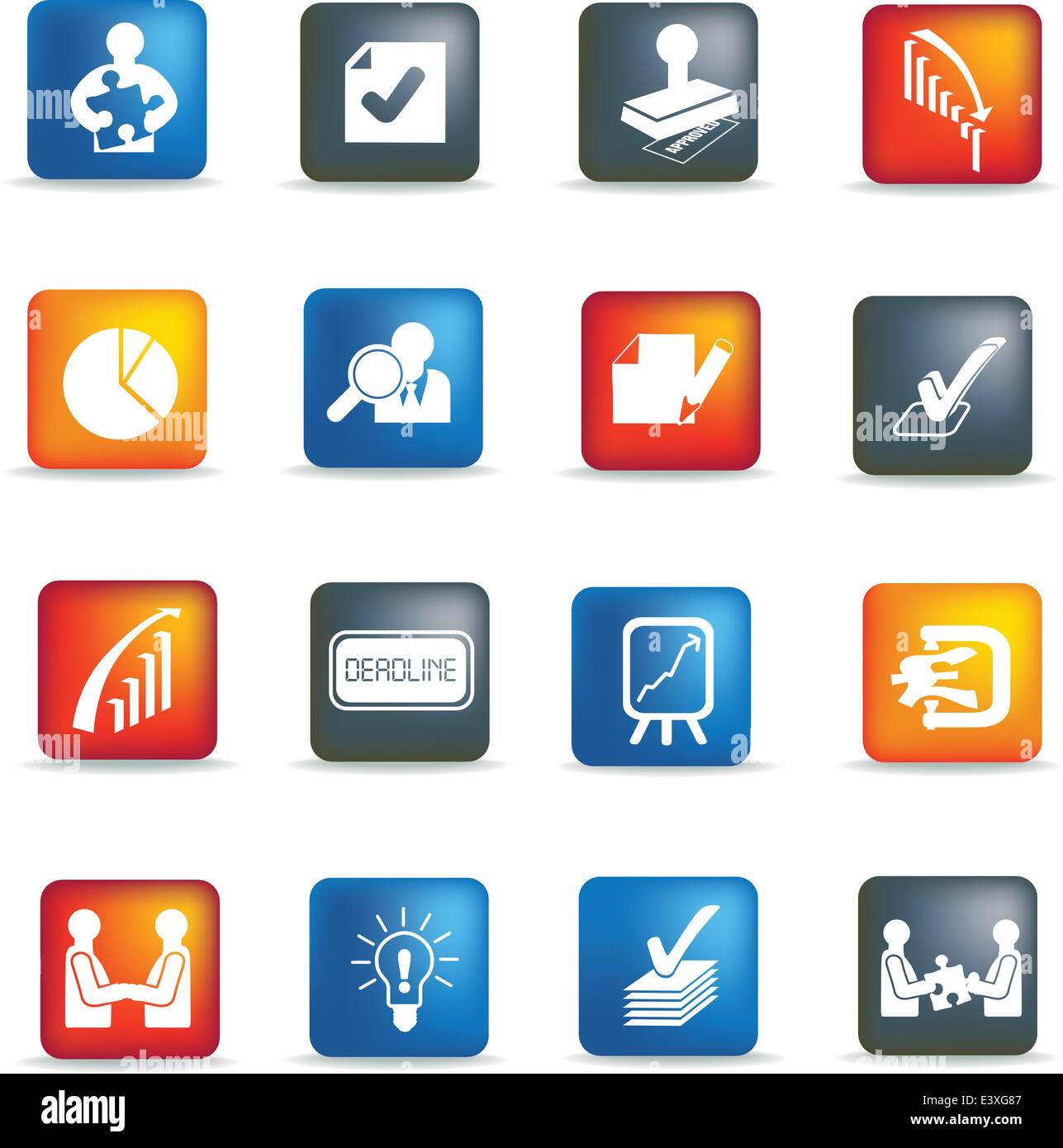 business deals icons set, button silhouette illustrations Stock Vector ...