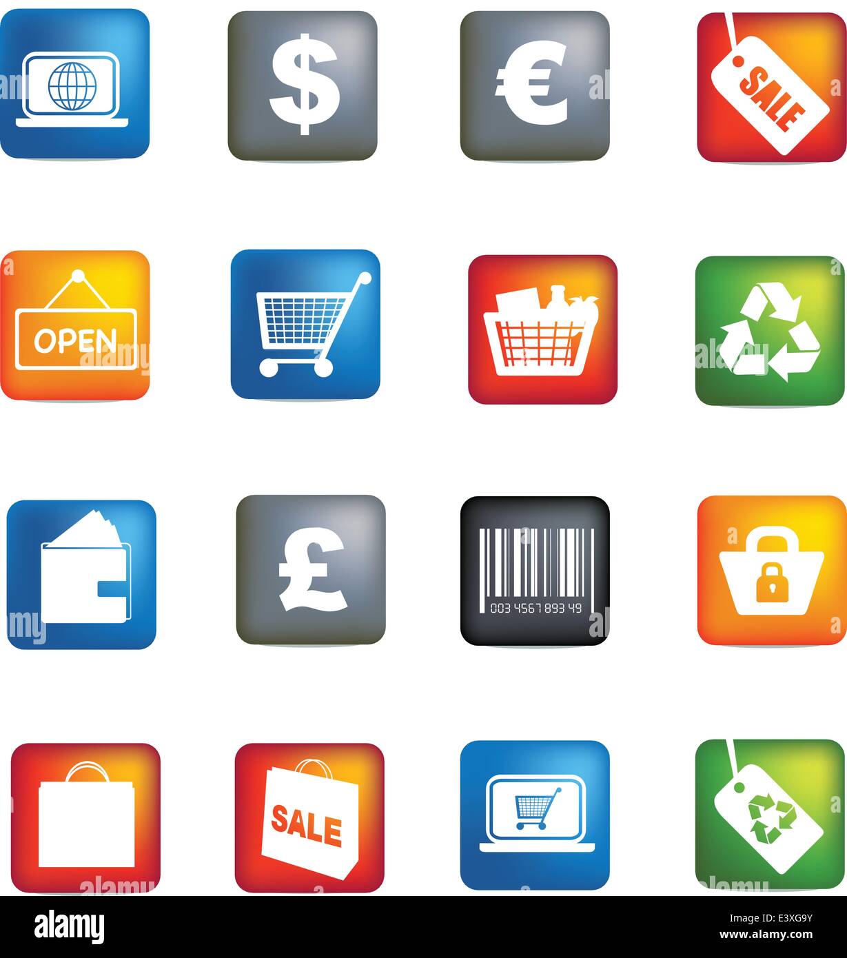 illustration of retail coloured detailed icon button set Stock Vector