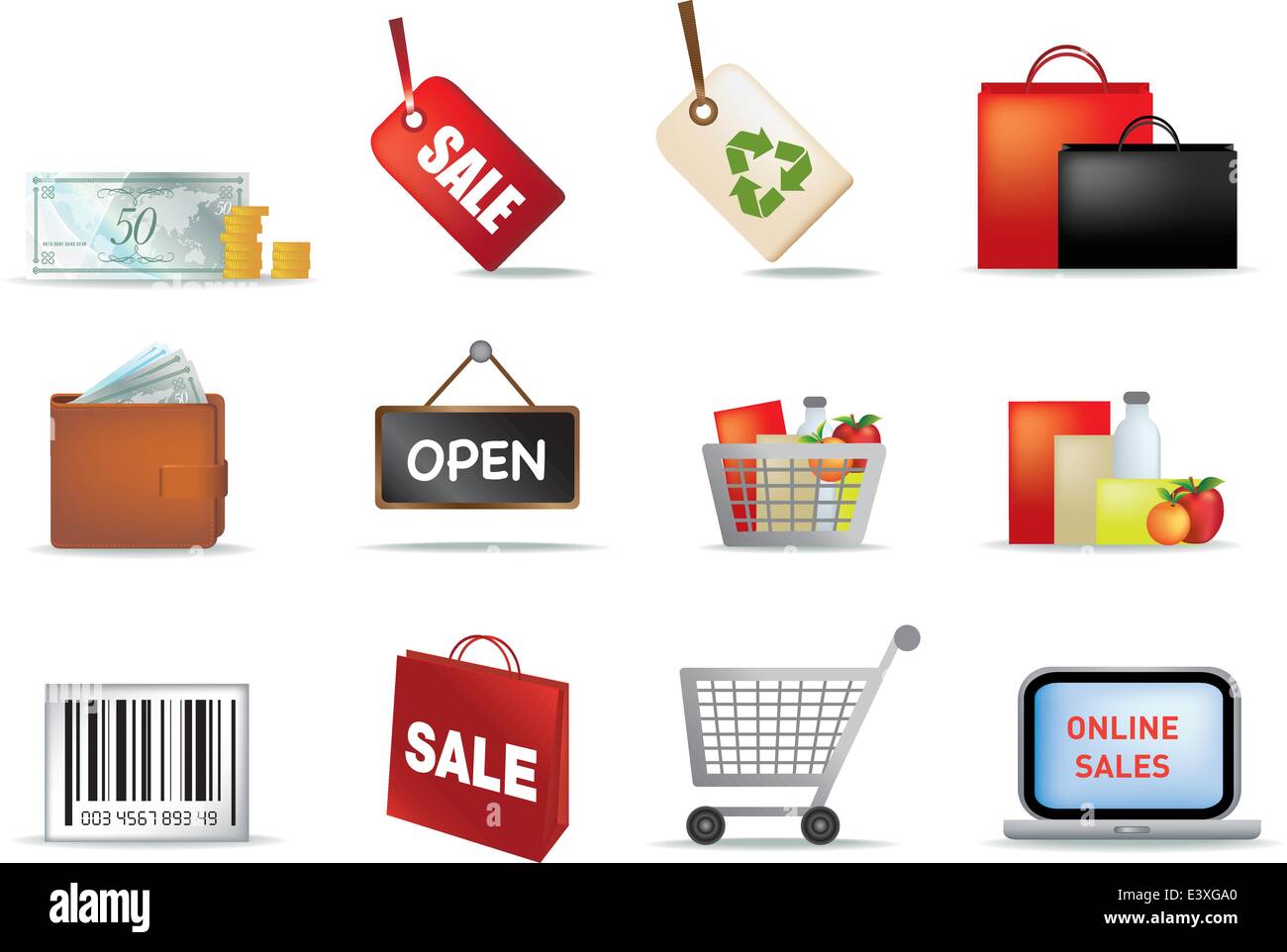 illustration of retail coloured detailed icon set Stock Vector Image ...