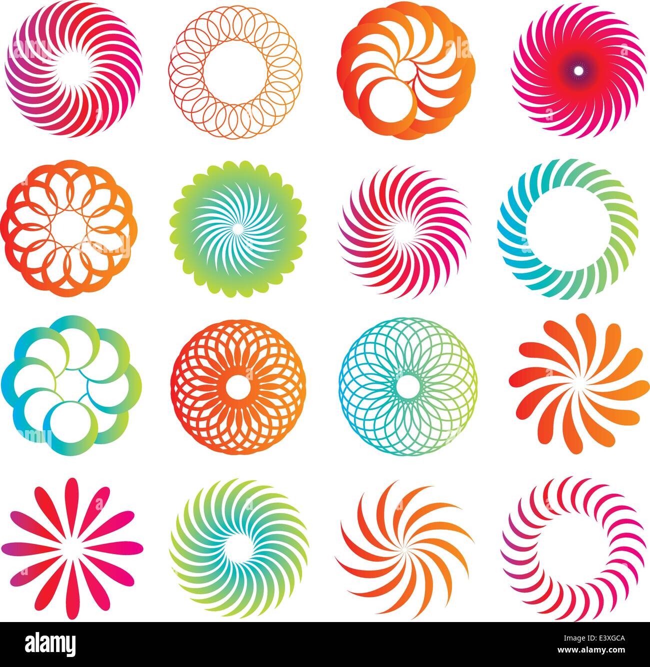 selection of circle logo icons in a modern line style Stock Vector
