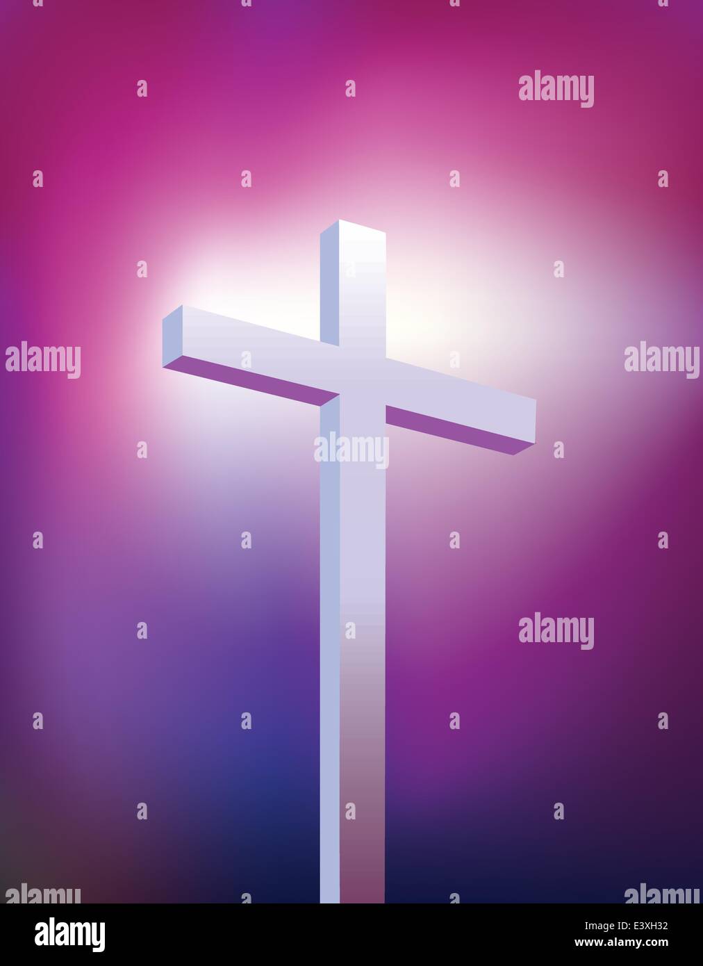 Illustration of a purple and blue christian modern cross Stock Vector