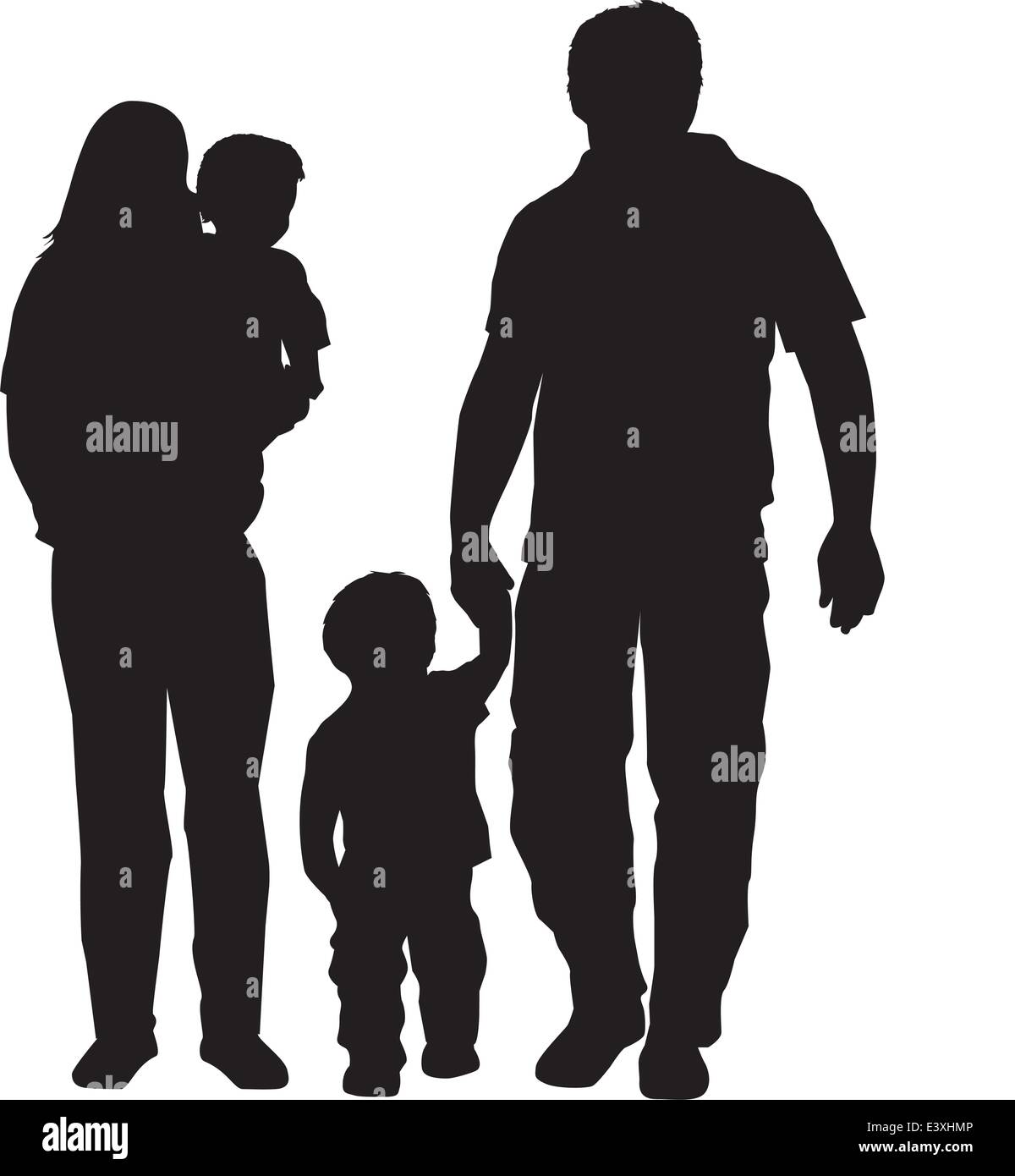 illustration of a family in black silhouette Stock Vector Image & Art ...