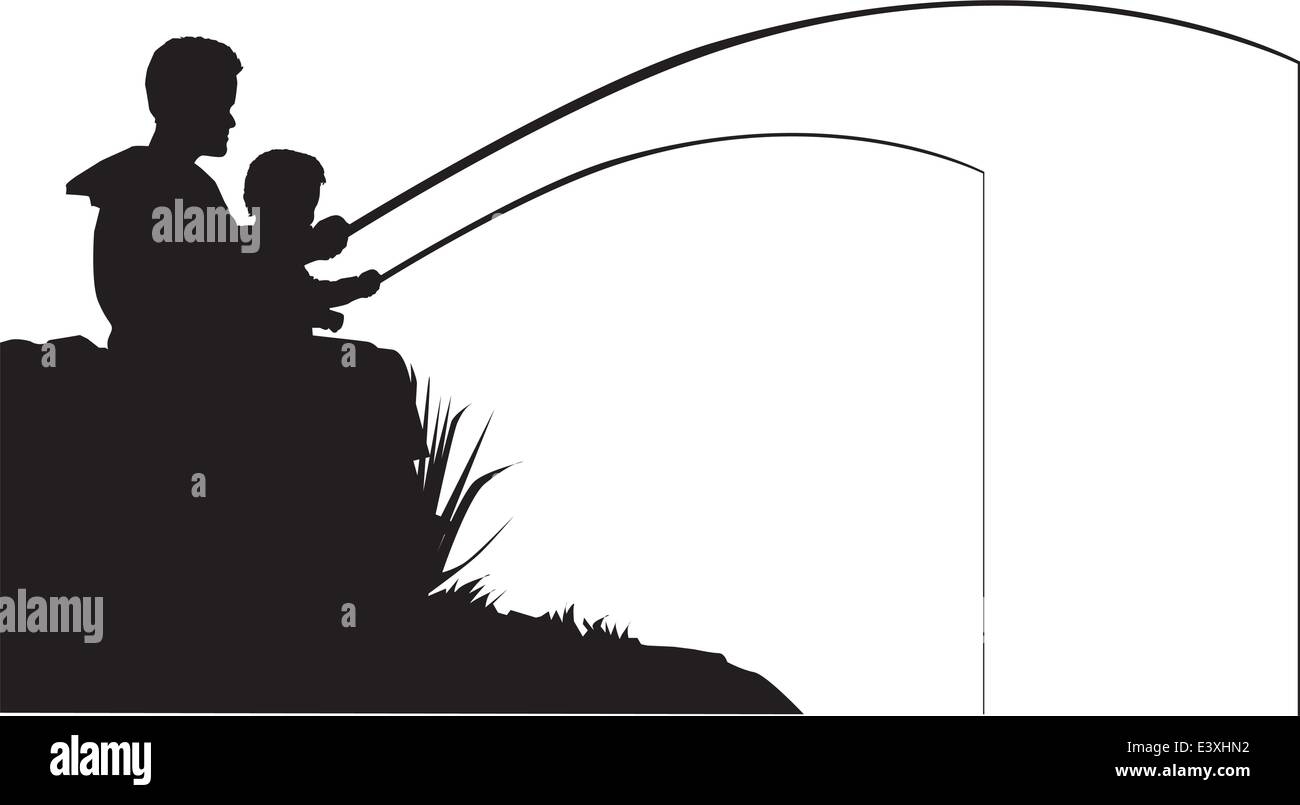 Vector illustration of a father and son fishing Stock ...