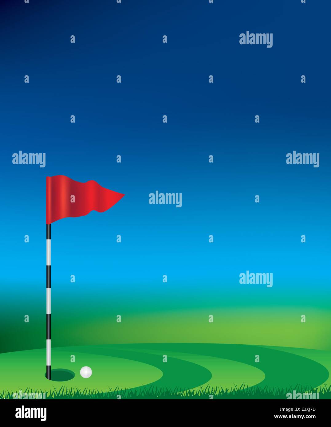 Golf tee and flag with grass and background space uses gradient mesh