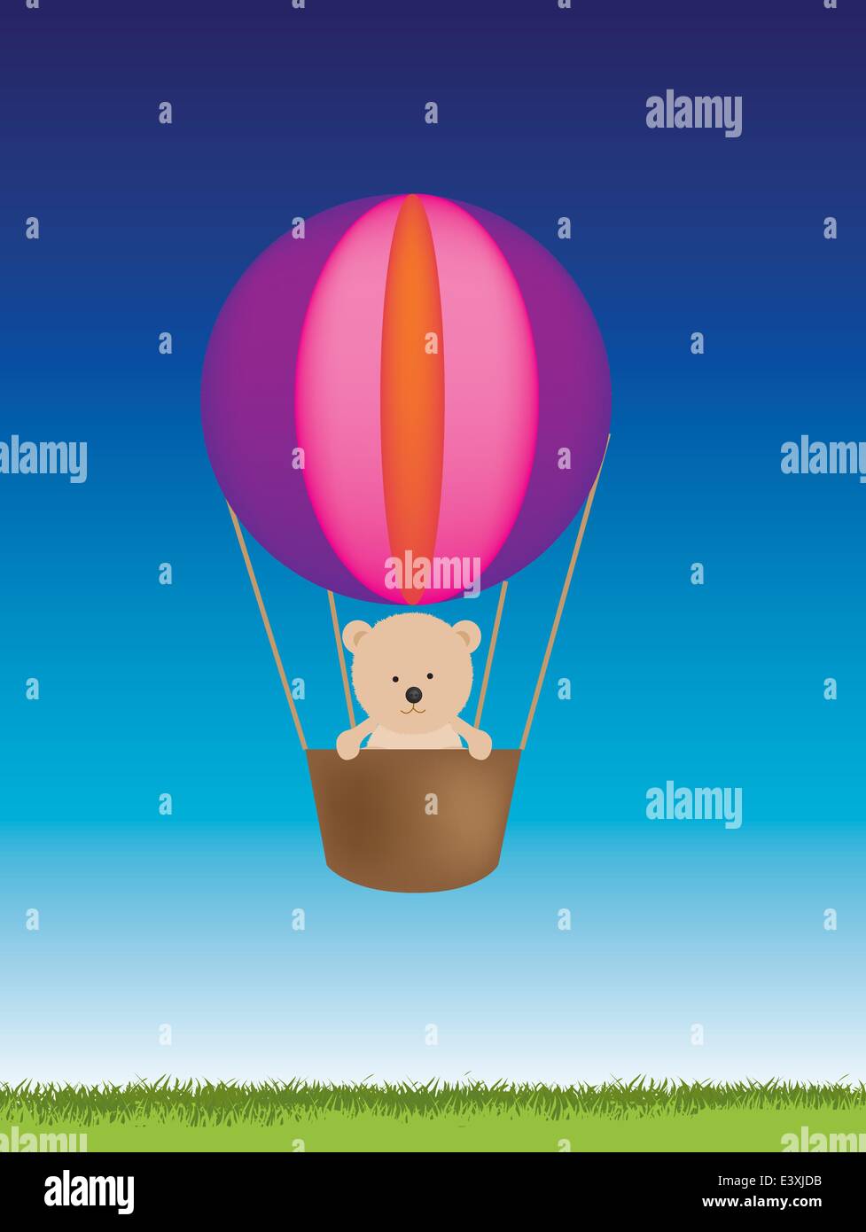 illustration of a teddy bear toy in a hot air balloon Stock Vector ...