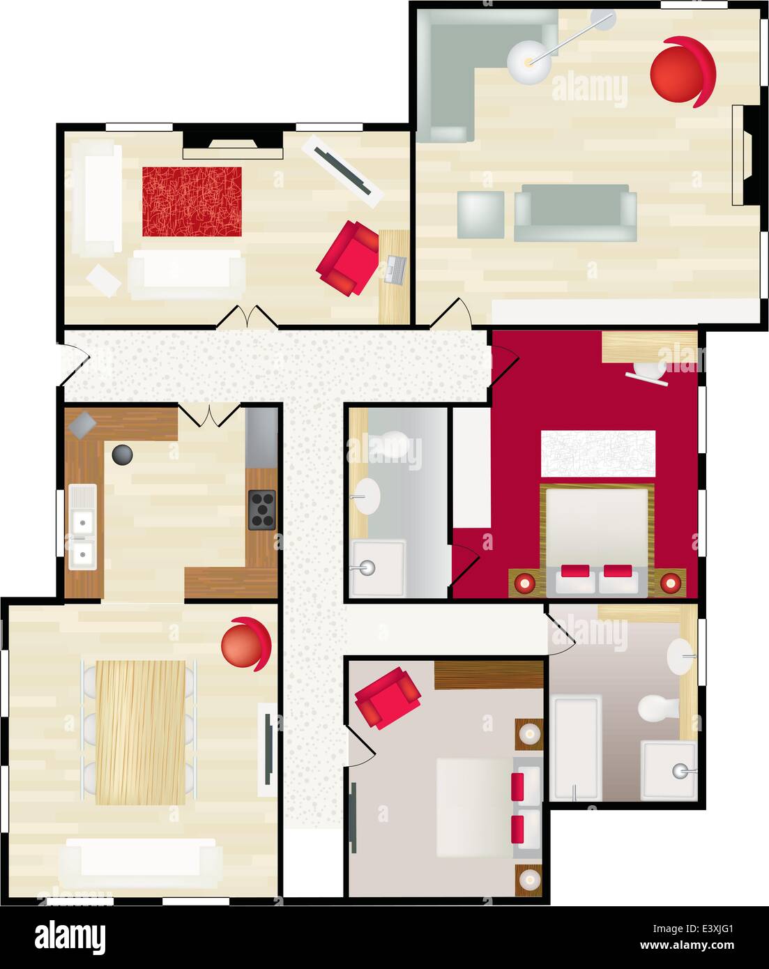 Floor plan drawing colour Stock Vector Images - Alamy