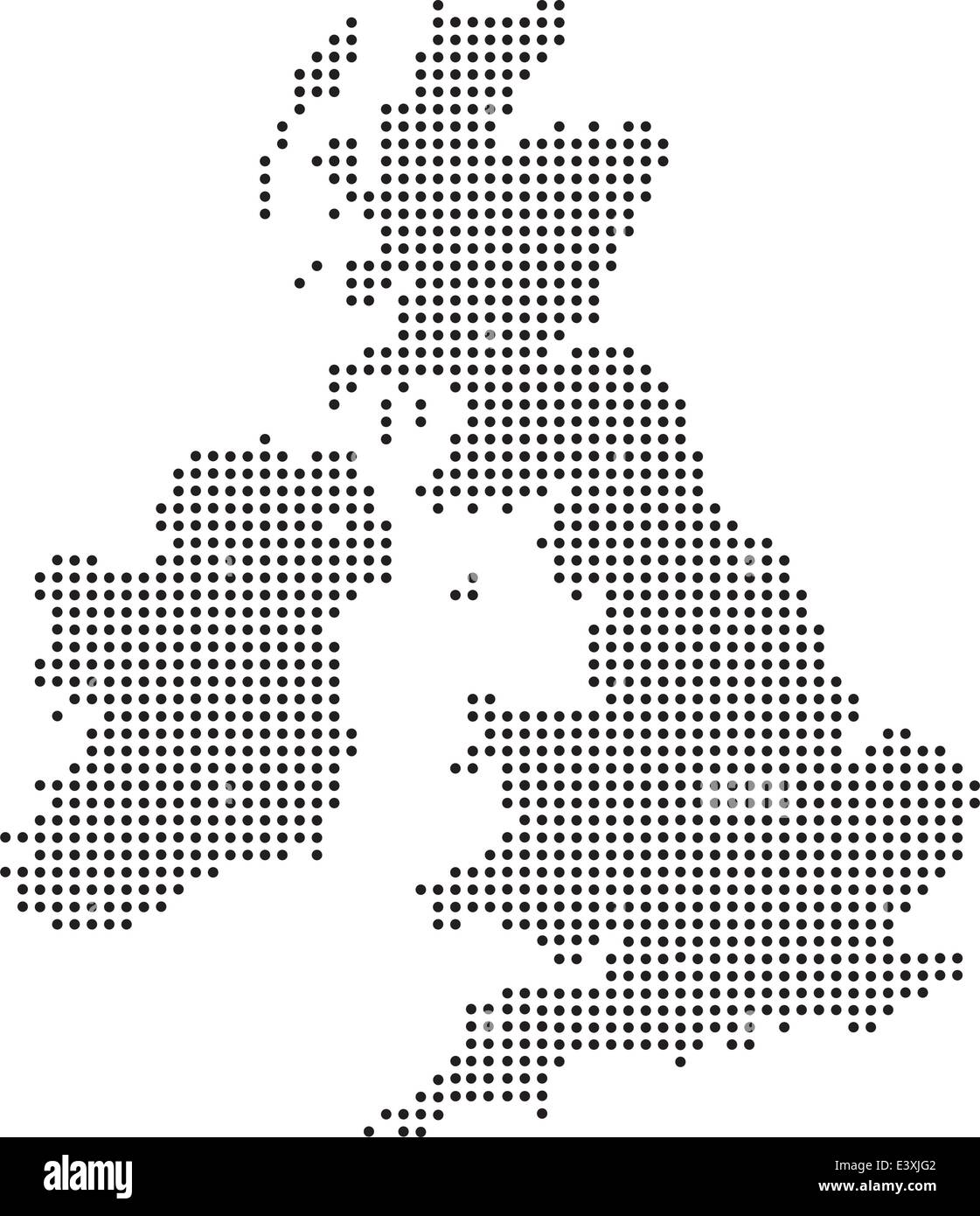 Illustration of a map of the uk made up of dots Stock Vector Image