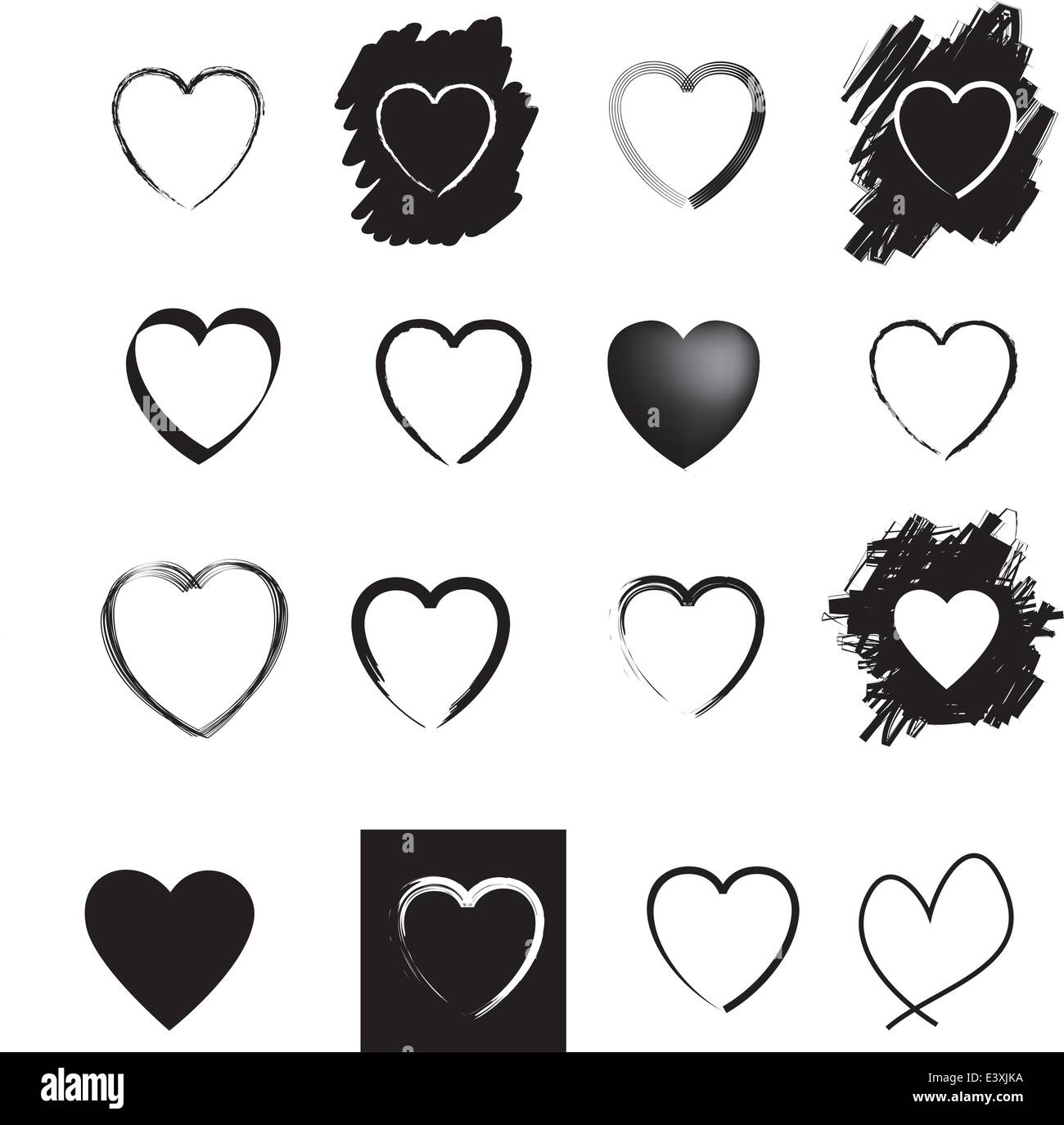 Illustration of a set of black heart icons Stock Vector Image & Art Alamy