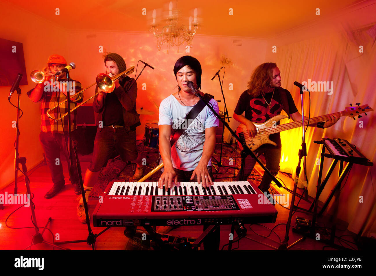 Garage band Killawail playing at home in Melbourne, Australia. BENJI