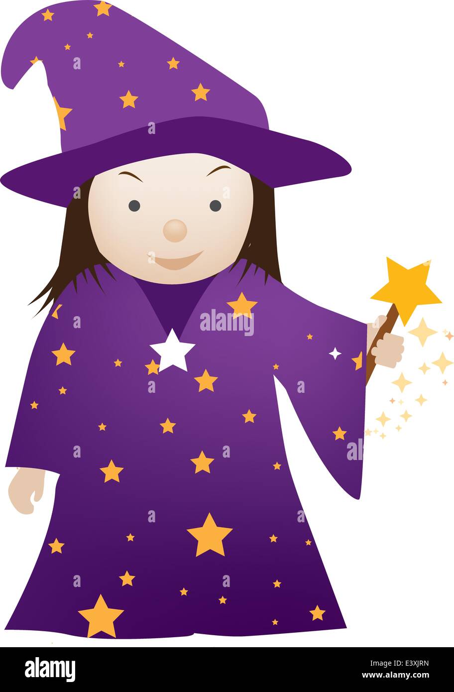 illustration of a little child dressed up as a wizard Stock Vector
