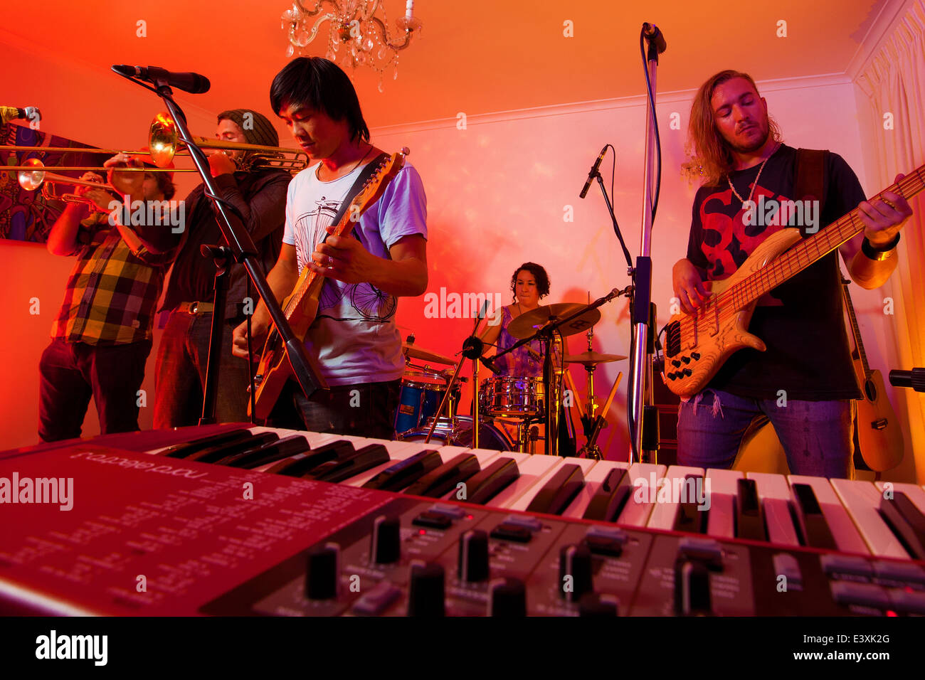 Garage band Killawail playing at home in Melbourne, Australia. BENJI