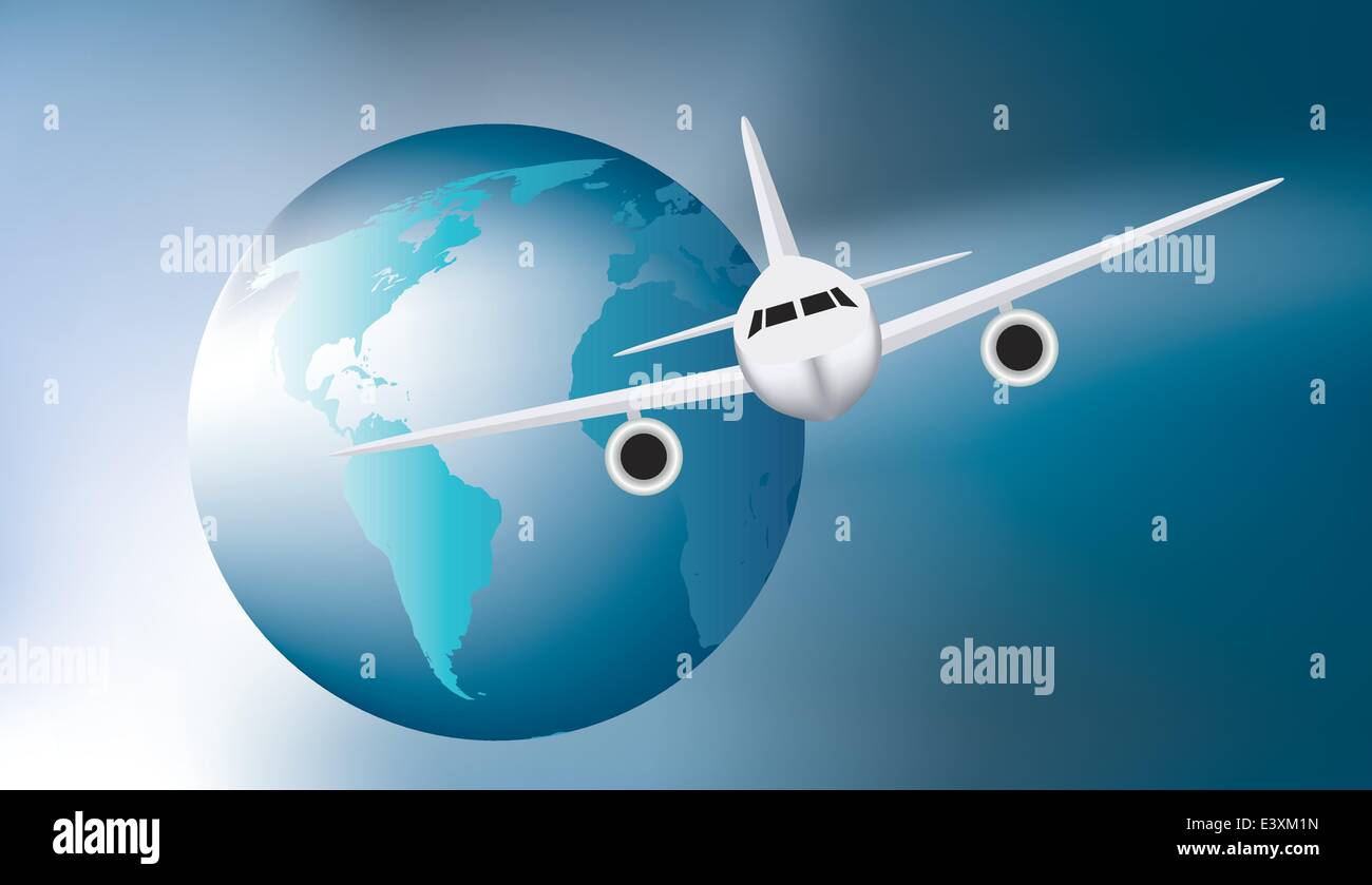 illustration of a plane soaring above the earth Stock Vector Image ...