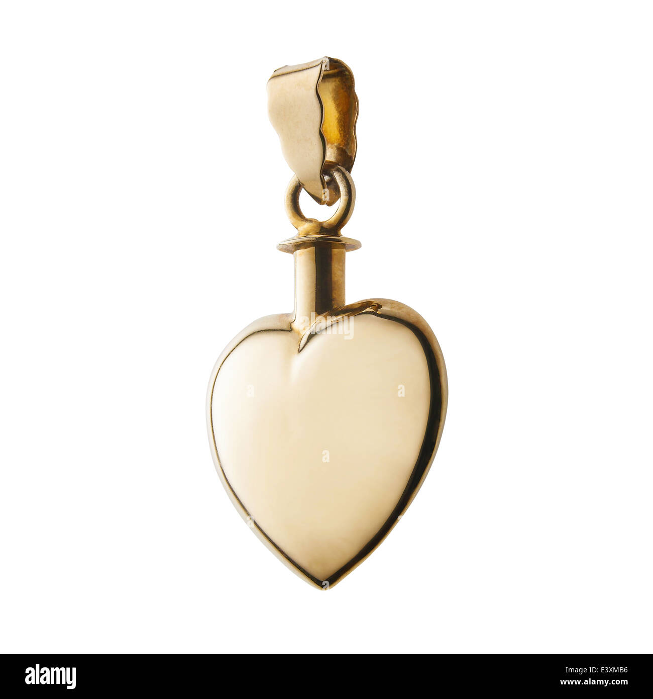 Pendant silver and gold, heart shaped locket lockets. tear drop shape jewelery. on white background. Stock Photo
